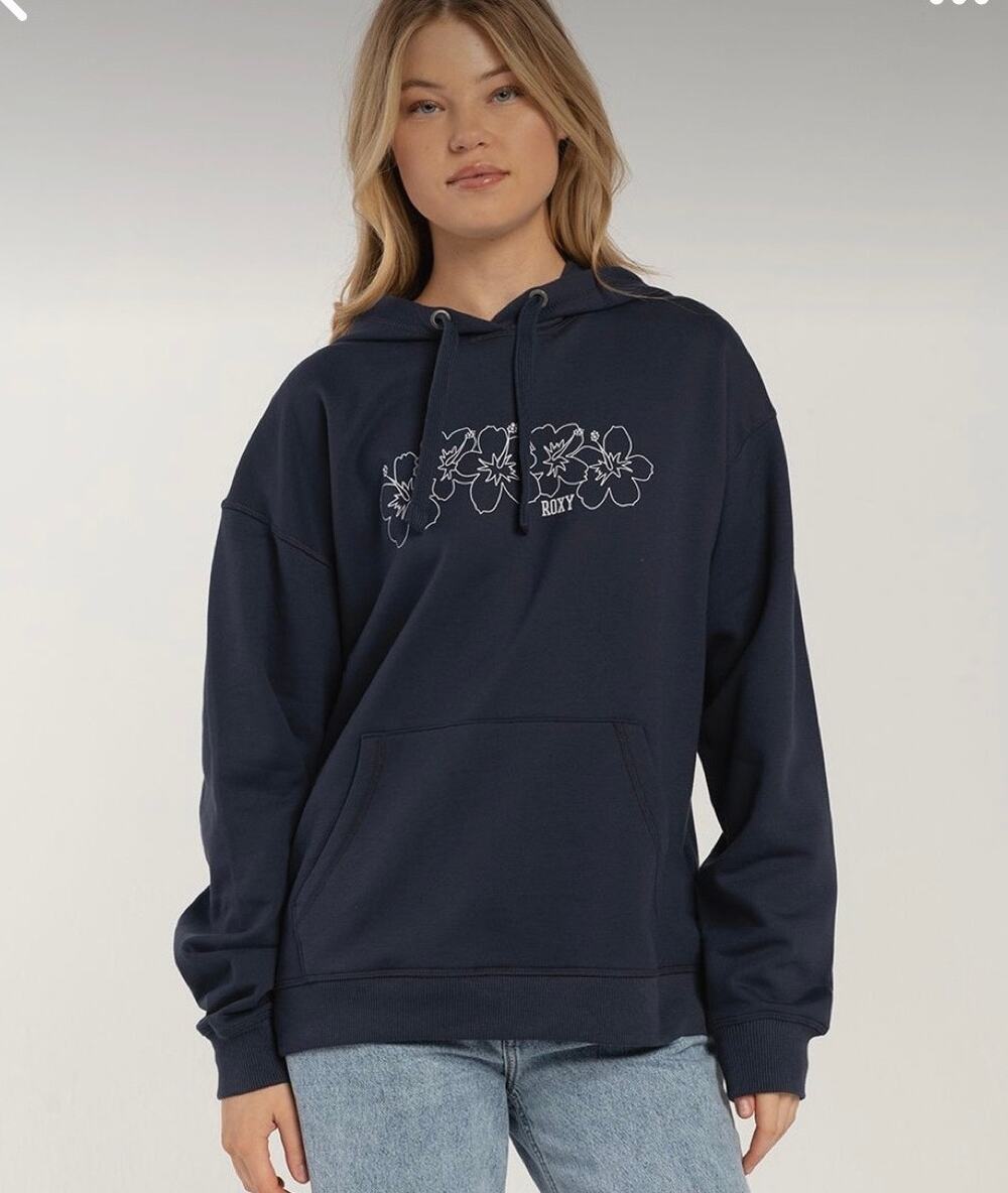 Roxy SHORESIDE HIKE Hoodie Women’s S Blue White Hibiscus $64 Tilly’s Exclusive